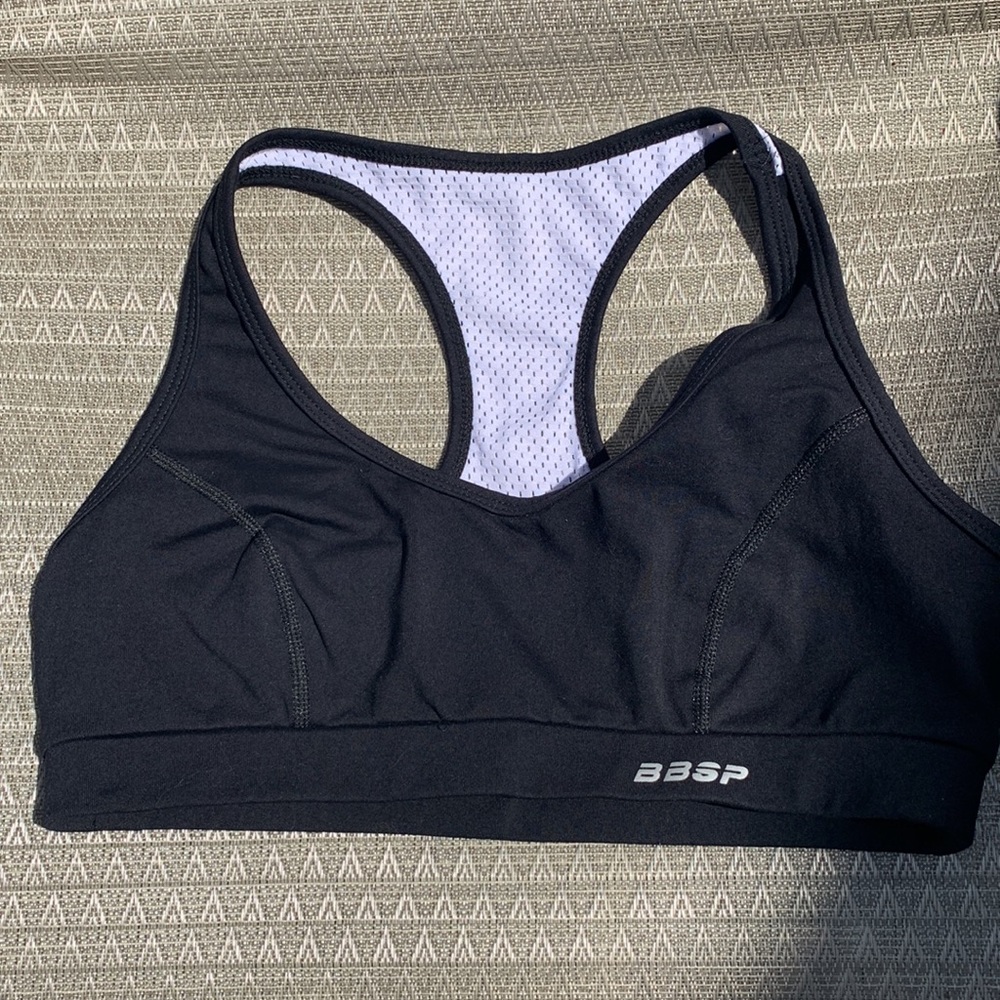 Bebe Sport Bra - size medium black and white